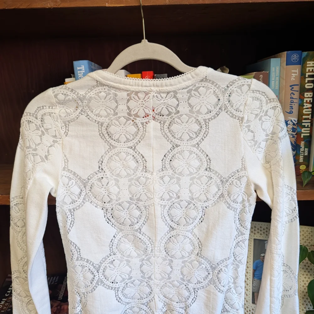 Elegant White Lace Button-Up Top